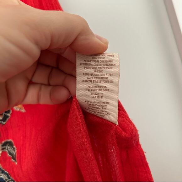 Free people red embroidered sleeveless duster button front dress XS - Picture 8 of 12
